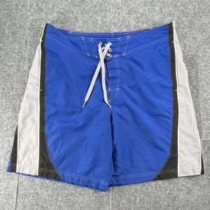 Speedo Swim Board Shorts Mens Large Royal Blue Black & White Trim Lined Swimwear